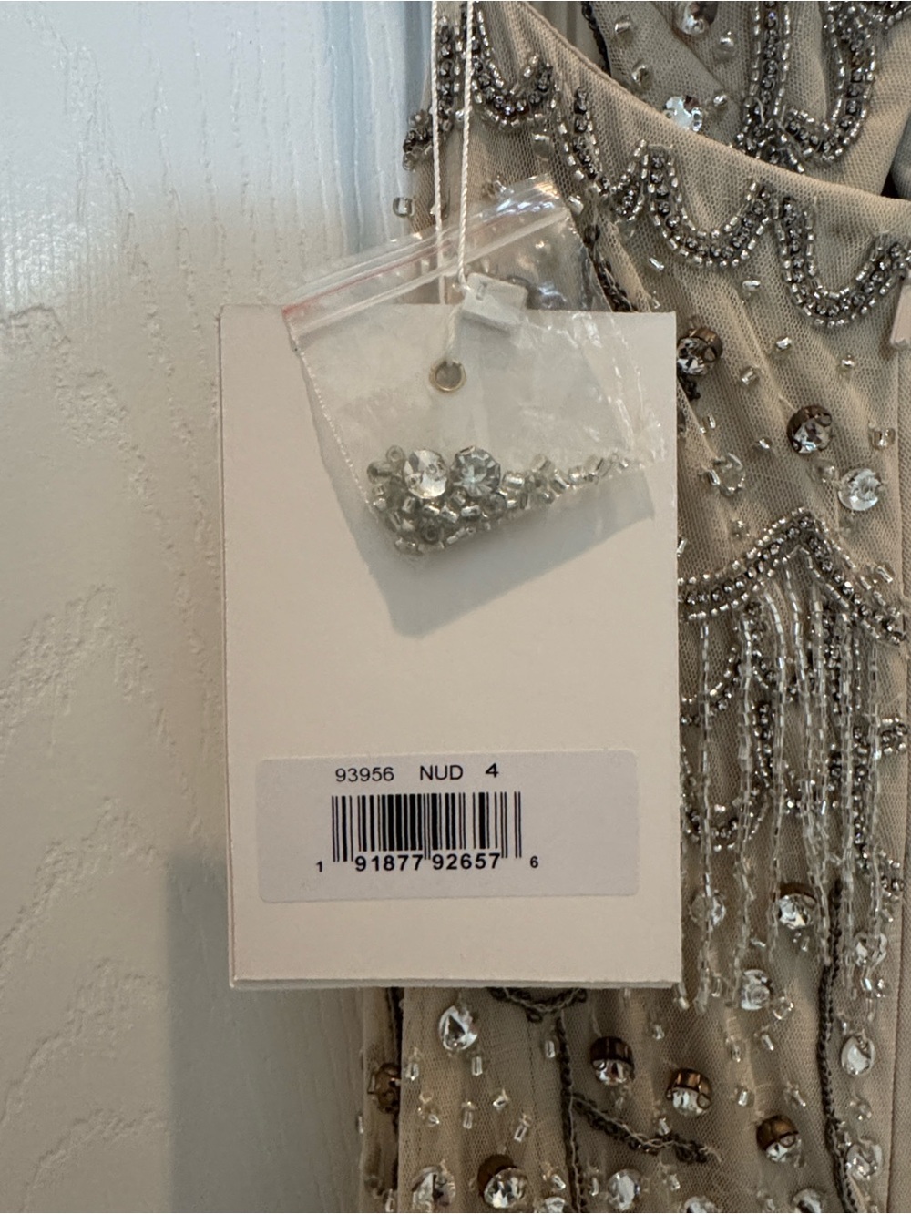 Mac Duggal 93956 Nude Open Back Cut Out Fringe Embellished Gown Size 4 NWT - Picture 12 of 12